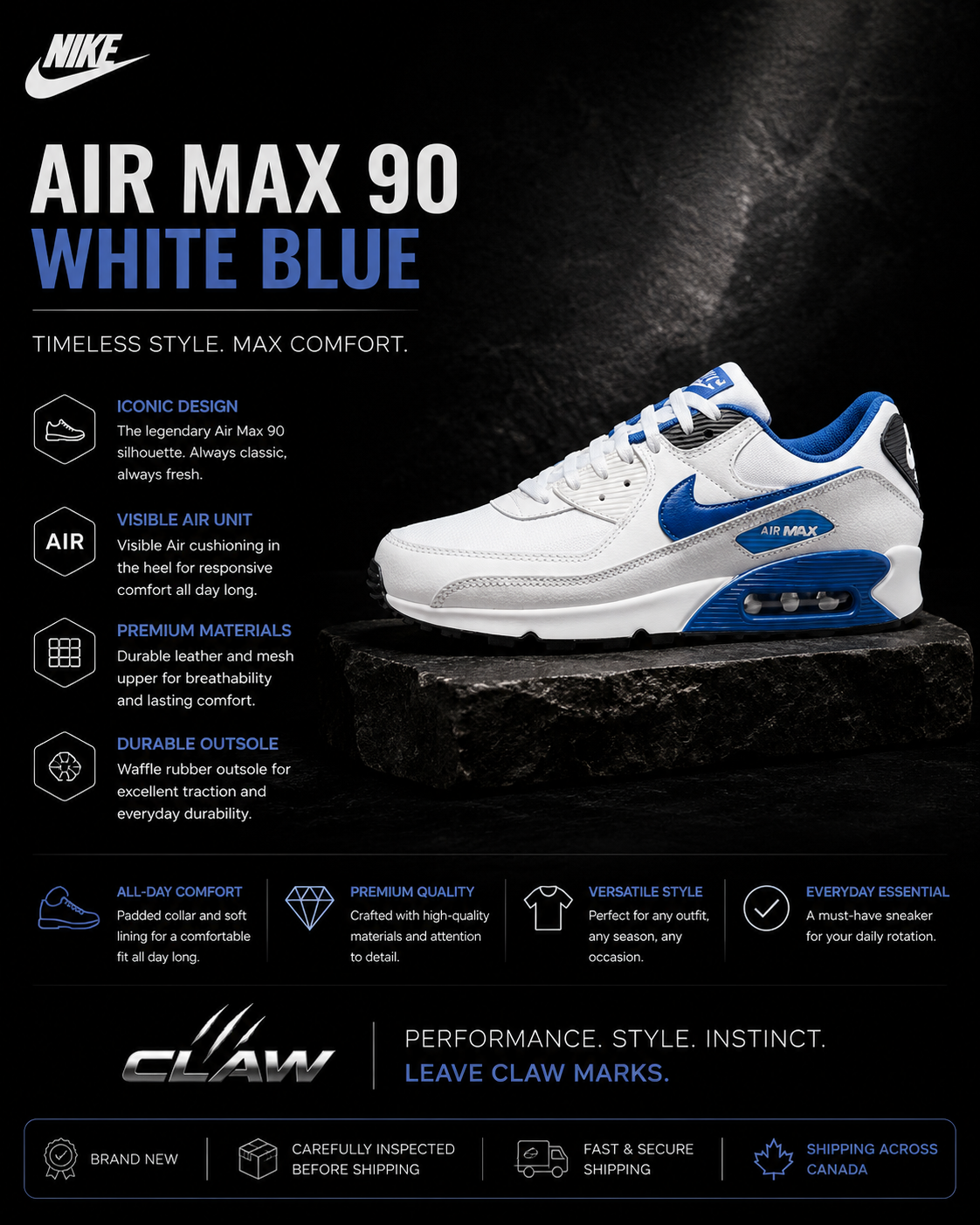 Nike Air Max 90 – White / Blue