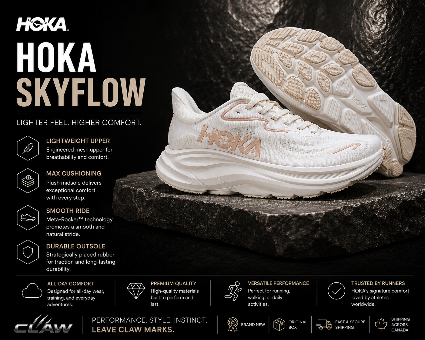 HOKA Skyflow – White / Sand