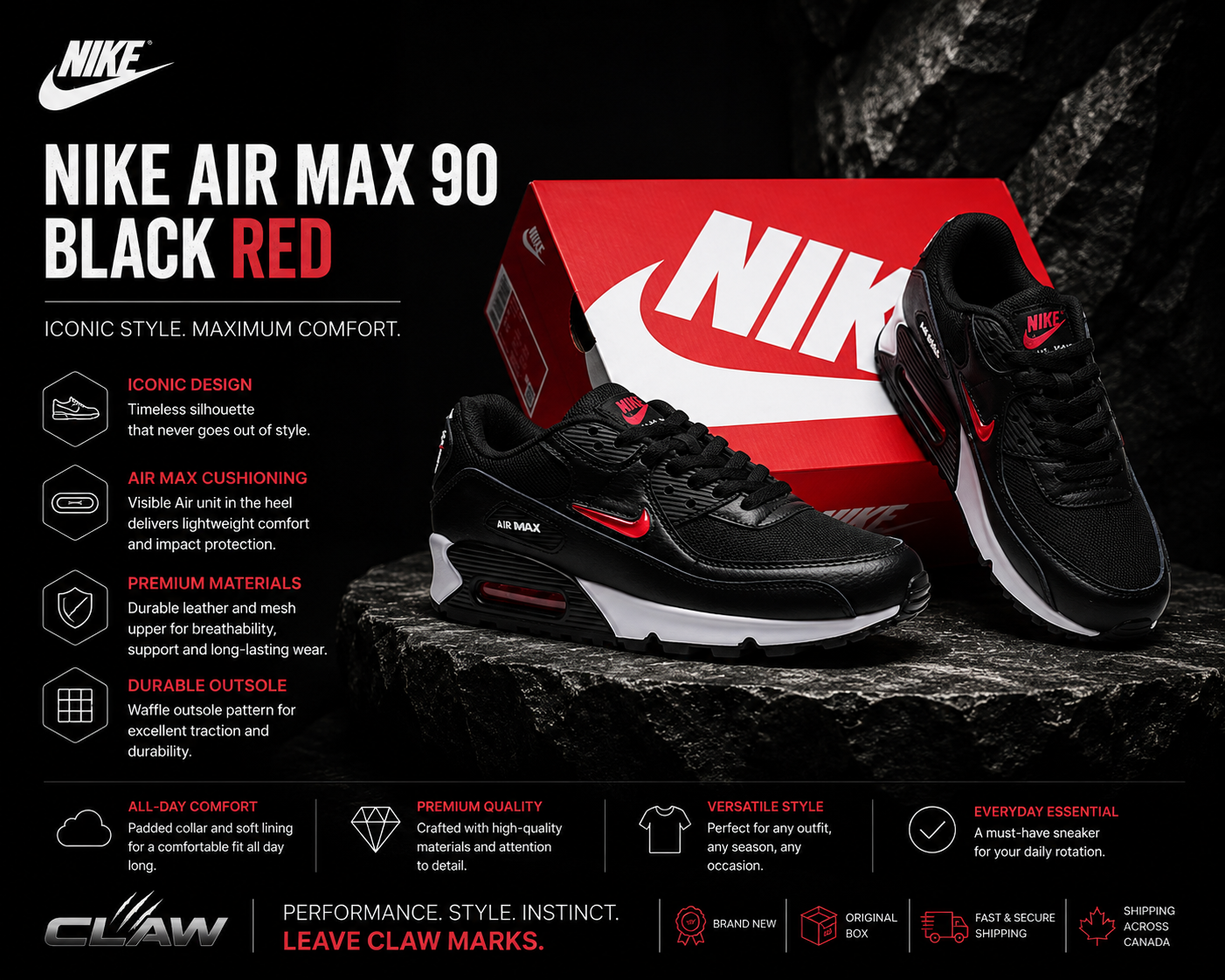 Nike Air Max 90 – Black / Red